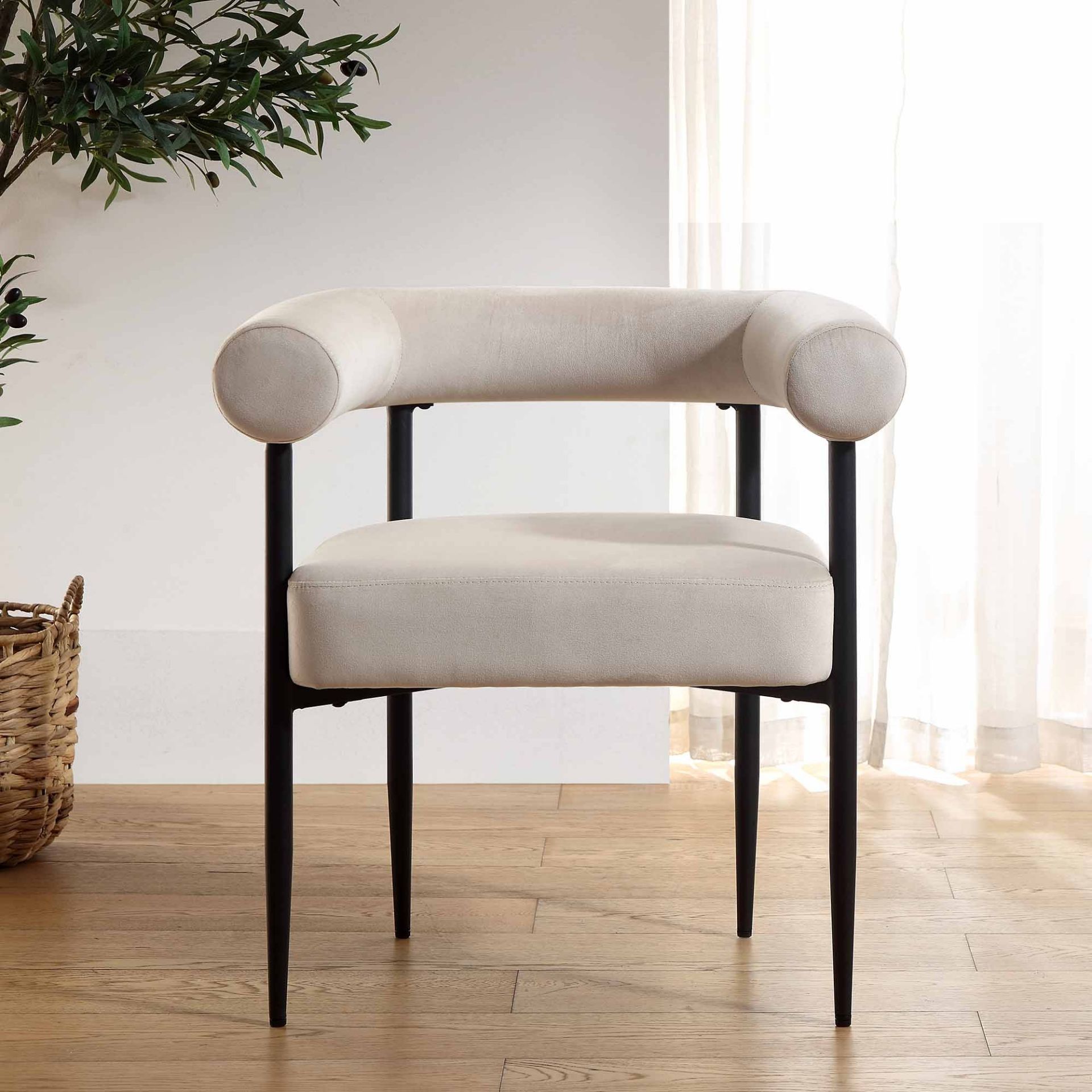 Fulbourn Champagne Velvet Dining Chair with Black Legs (R23) RRP £149.99