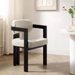 Stanford Curved Oak Frame Upholstered Chair, Champagne Velvet Black Frame (R23) RRP £189.99