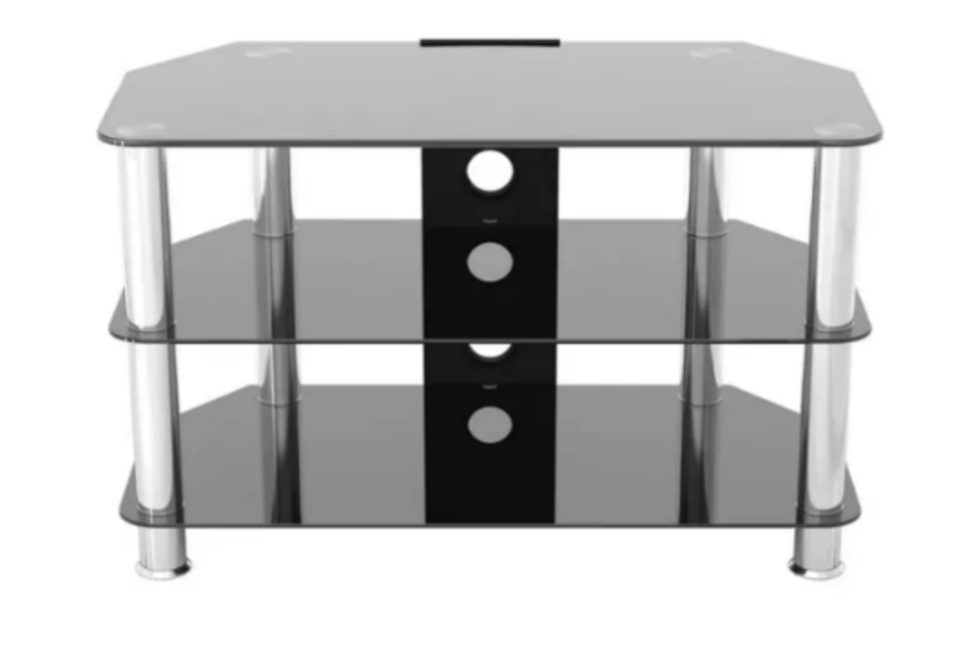 TRADE LOT 10 x NEW LIVING GLASS TV STANDS. BLACK TEMPERED GLASS WITH STAINLESS STEEL LEGS. EASY TO - Image 2 of 5