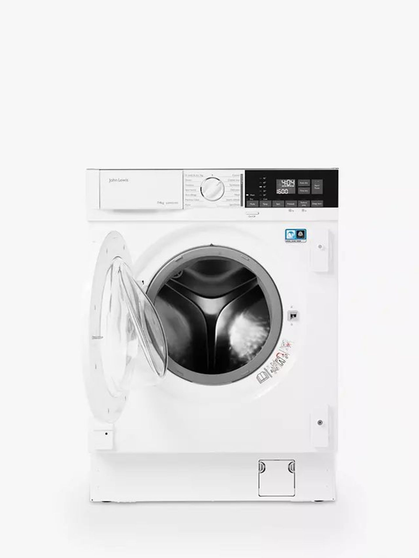 JLBIWD1405 Integrated Washer Dryer, 7kg/4kg Load, 1600rpm Spin, White- H/S. RRP £999.00. For added