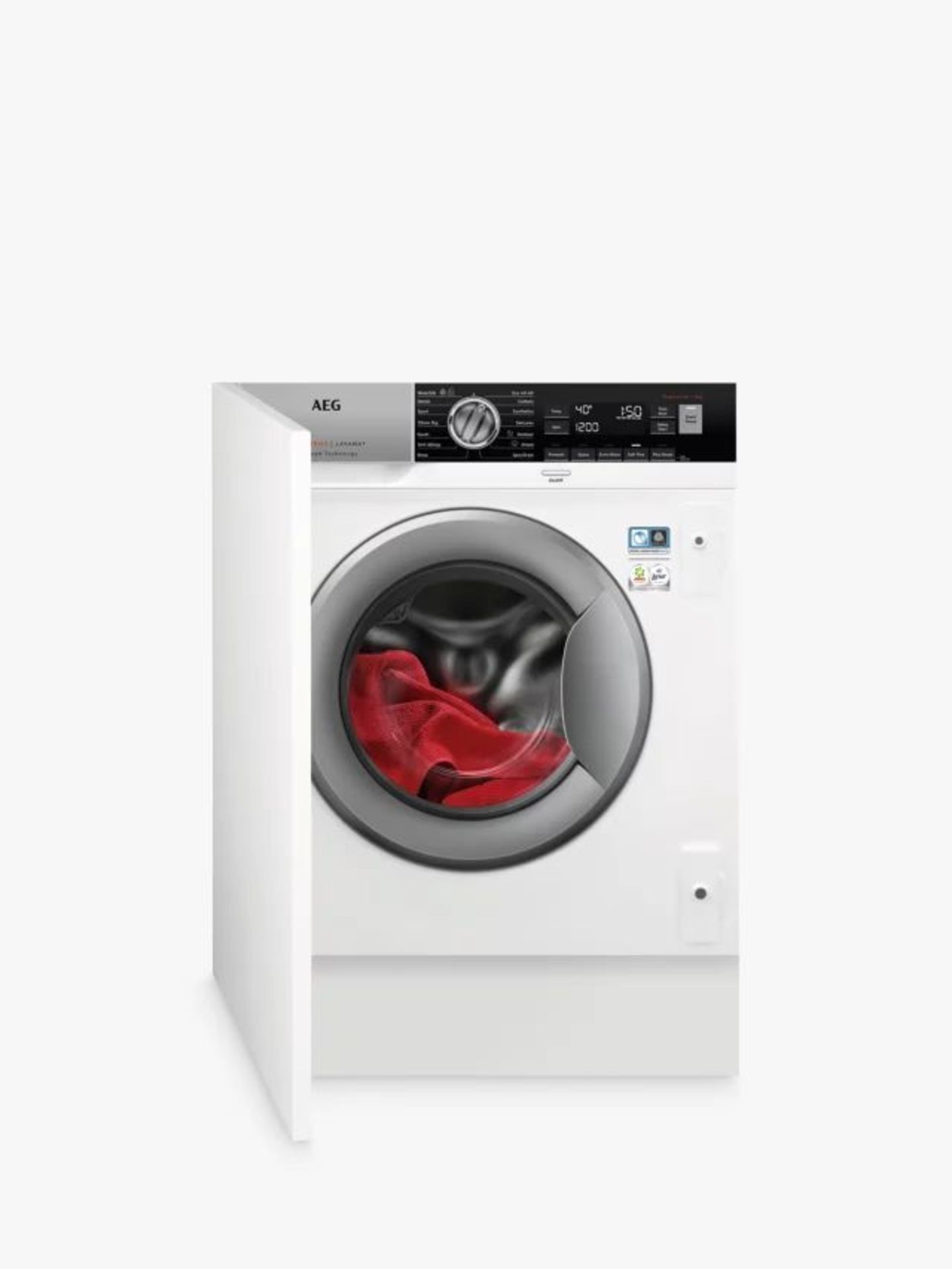 AEG 7000 L7FC8432BI Integrated Washing Machine, 8kg Load, 1400rpm Spin, White. - H/S. RRP £999.00. - Image 4 of 6