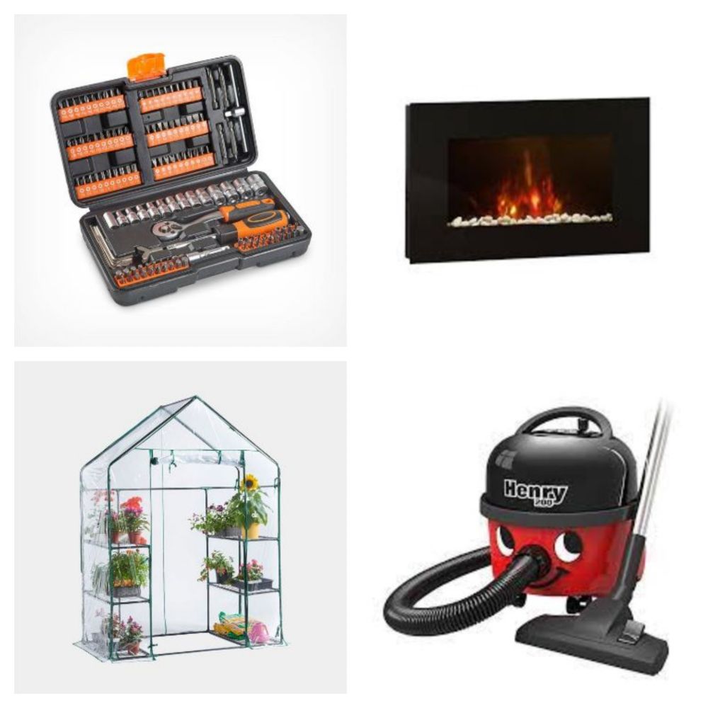 Electric Nail Gun, Key Safes, Lawnmowers, Impact Drivers, Drills, Hedge Trimmers, Heat Guns, TV Brackets, Kitchen Goods and more