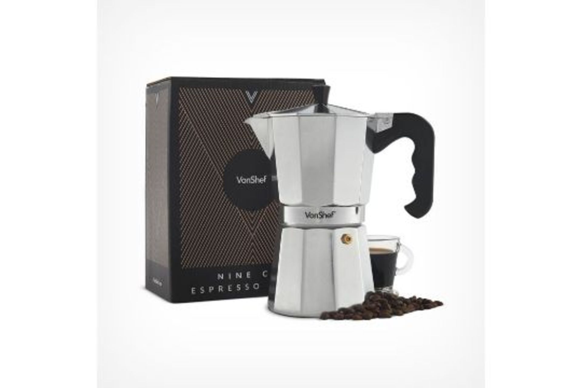 9 Cup Espresso Maker. -PW. Master the art of authentic espresso coffee with this elegant 450ml