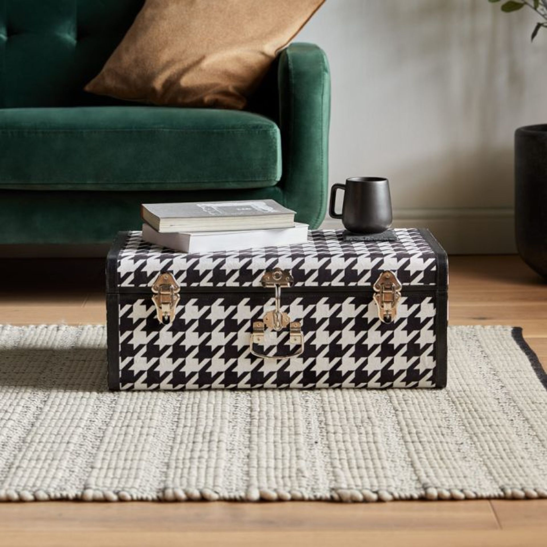 Houndstooth Trunk. - PW. With vegan faux leather and soft velvet, the Houndstooth Print Trunk offers