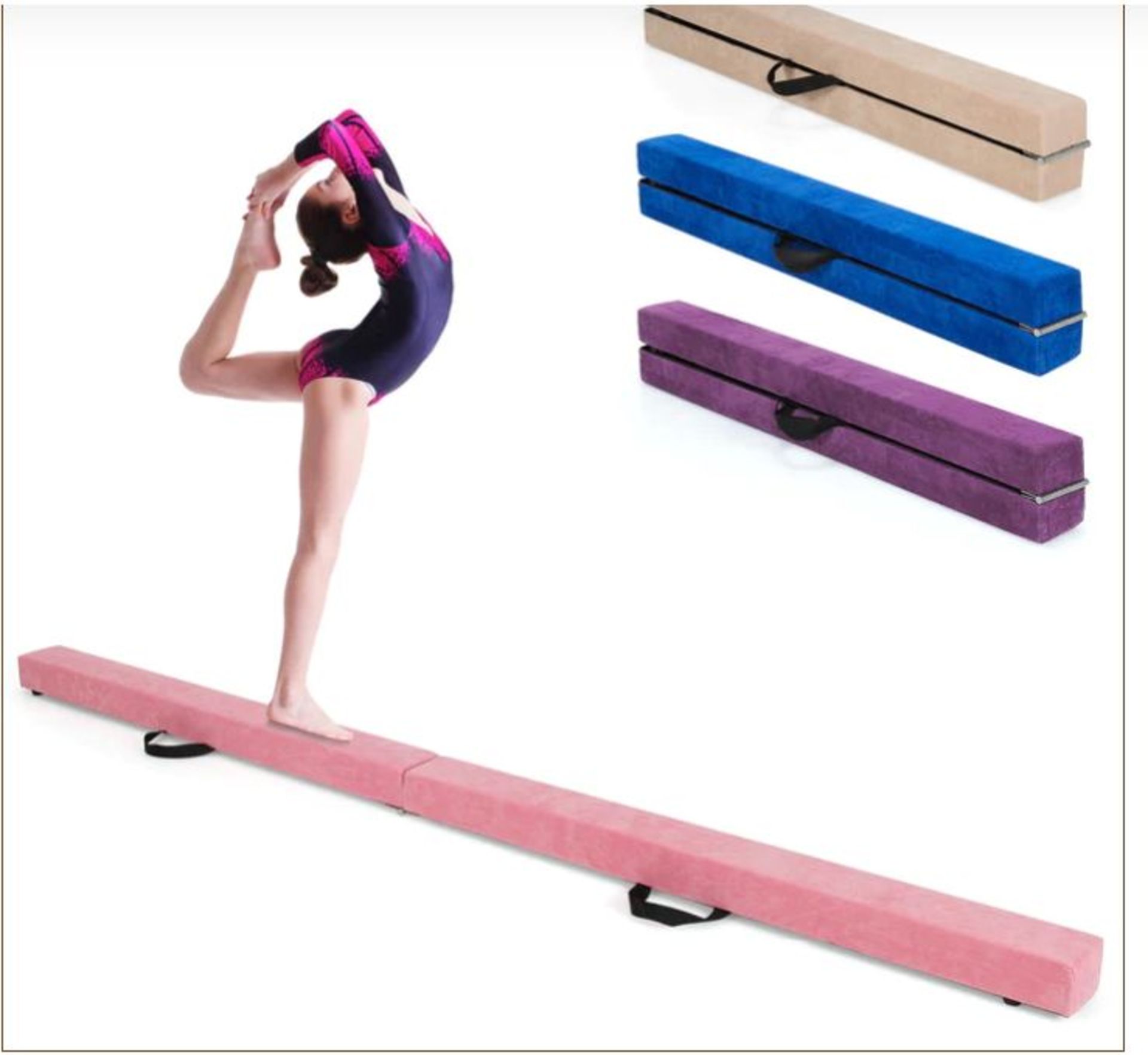 PORTABLE FOLDING GYMNASTIC BEAM WITH CARRYING HANDLES-PINK. - R14.9. This foldable gymnastic balance