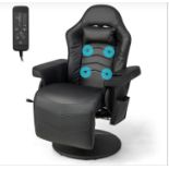 ELECTRIC MASSAGE GAMING CHAIR WITH CUP HOLDER AND SIDE POUCH-BLACK. - R14.9. This massage gaming