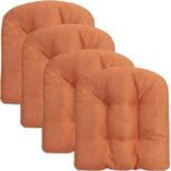 Multigot 4PCS Seat Pads, Linen Fabric Tufted Chair Cushions with Non-slip Bottom, Machine Washable