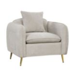 Chenille Velvet Accent Chair with Golden Metal Legs. - R14.11.