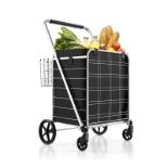 FOLDING SHOPPING CART WITH WATERPROOF LINER-BLACK. - R14.2. Carrying heavy goods will no longer be a