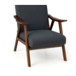 MODERN ACCENT CHAIR WITH ARMRESTS AND RUBBER WOOD FRAME-GREY. - R14.4