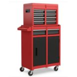 High Capacity Tool Storage Cabinet with Lockable Wheels-Black & Red. -R14.7. Upgrade your