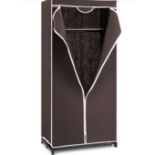 SINGLE CANVAS WARDROBE WITH DUST-PROOF COVER-COFFEE. - R14.2. Made from powder coated metal tubes