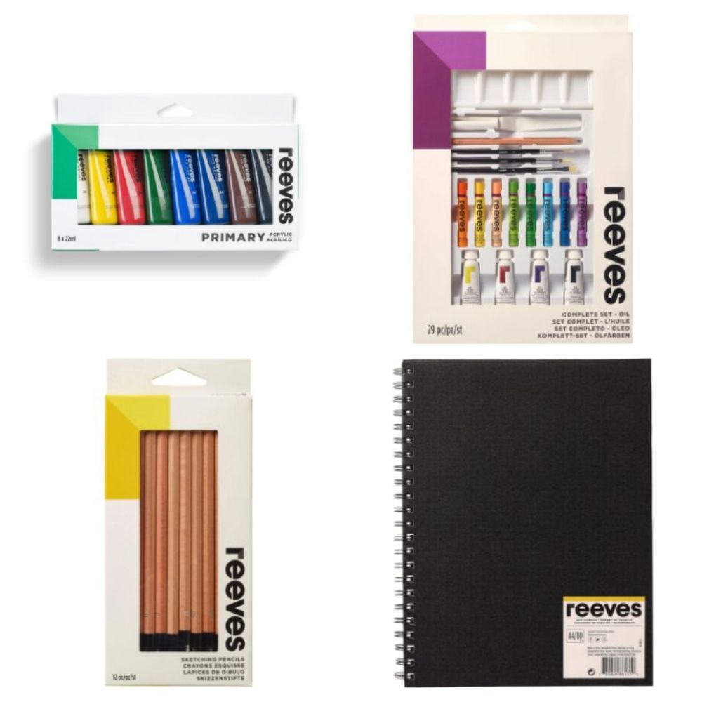 PALLET AND TRADE LOTS OF BRAND NEW REEVES CRAFT KITS INCLUDING PAINTS, PASTELS, PENCILS, SKETCHBOOKS AND MORE