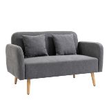 HOMCOM 2-Seat Loveseat Sofa Chenille Fabric Upholstered Couch with Rubberwood Legs Grey. - SR28. RRP