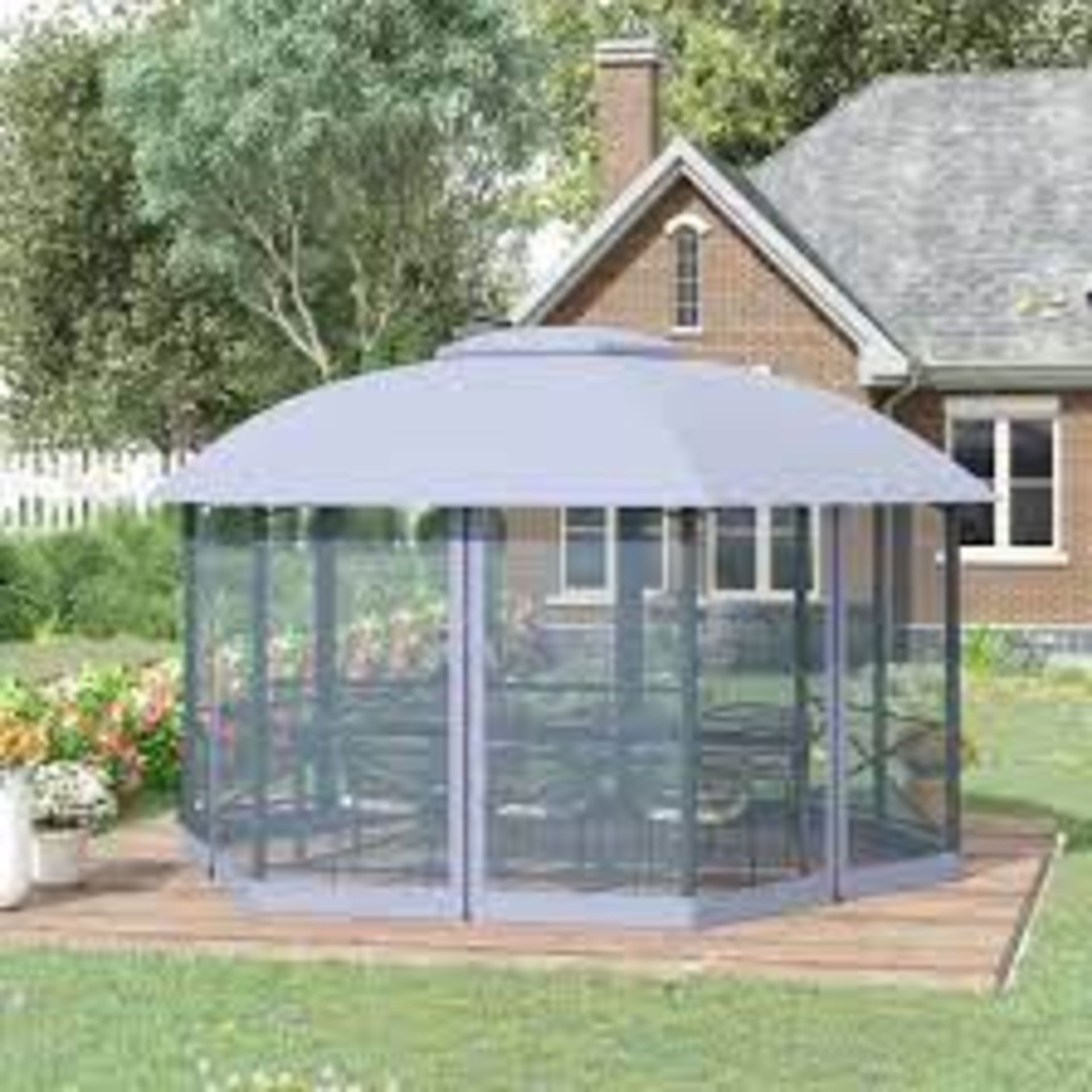 2 Tier Dome Shaped Gazebo with Mesh Curtains 4700x4700mm. - RRP £395.00. - SR27. This beautiful dome