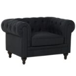 Chesterfield Fabric Armchair Graphite Grey . - SR6. RRP £549.99. Characterised by a sweeping