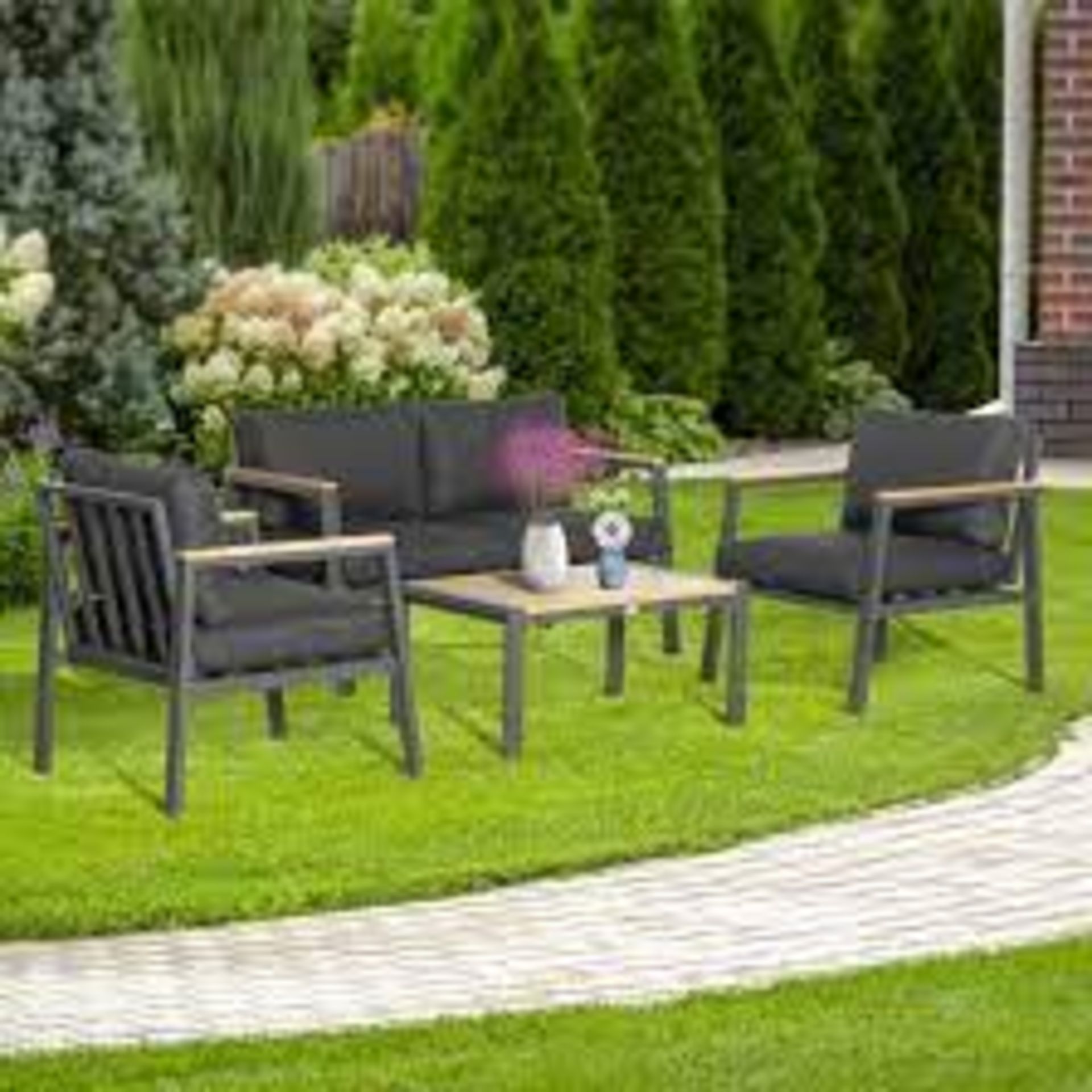 Outsunny 4-Seater Metal Garden Furniture Set. - SR28. RRP £599.00. Brighten your garden with the