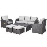 Rattan Garden Furniture 7 Seater Sofa & Coffee Table Footstool Set Outdoor Patio Wicker Weave