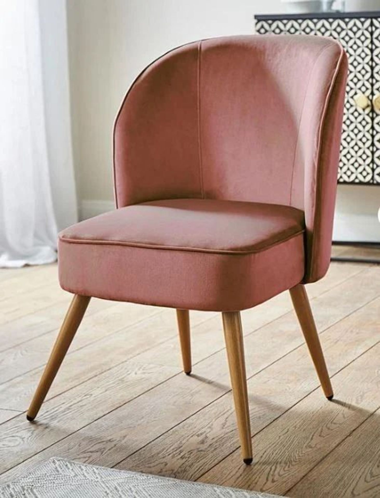 NEW & BOXED AVERY Velvet Accent Chair. DUSTY PINK. RRP £119 EACH. The velvet upholstered Avery