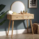Frances Woven Rattan Dressing Table with Mirror, Natural. - ER25. RRP £199.99. Natural materials