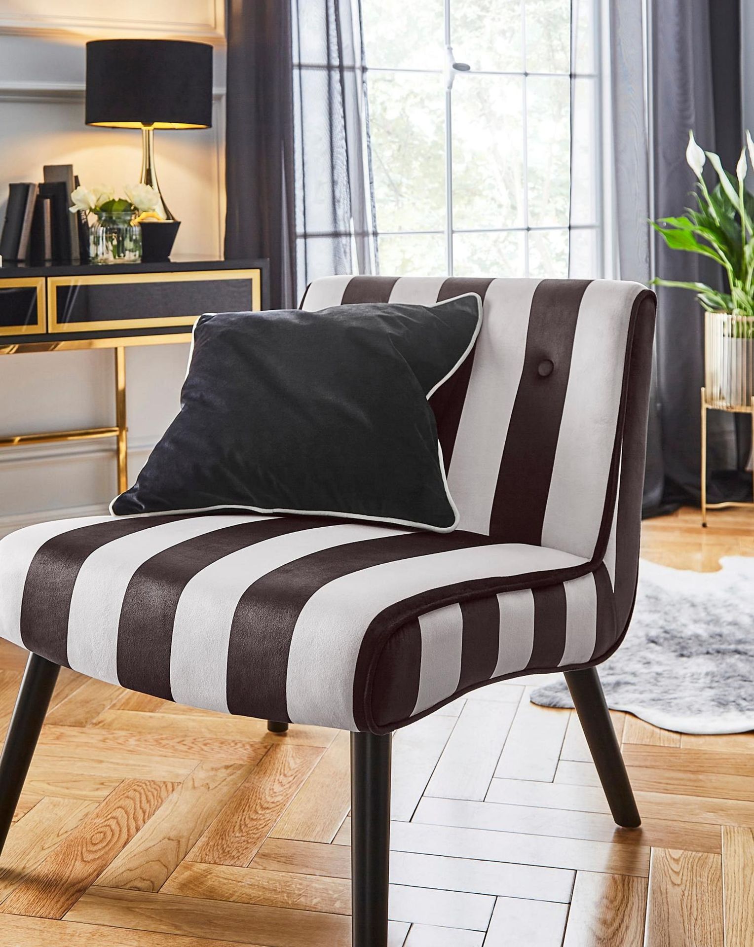 Joanna Hope Eliza Black and White Striped Accent Chair RRP £199.00 (LOCATION H/S 2.7.2)