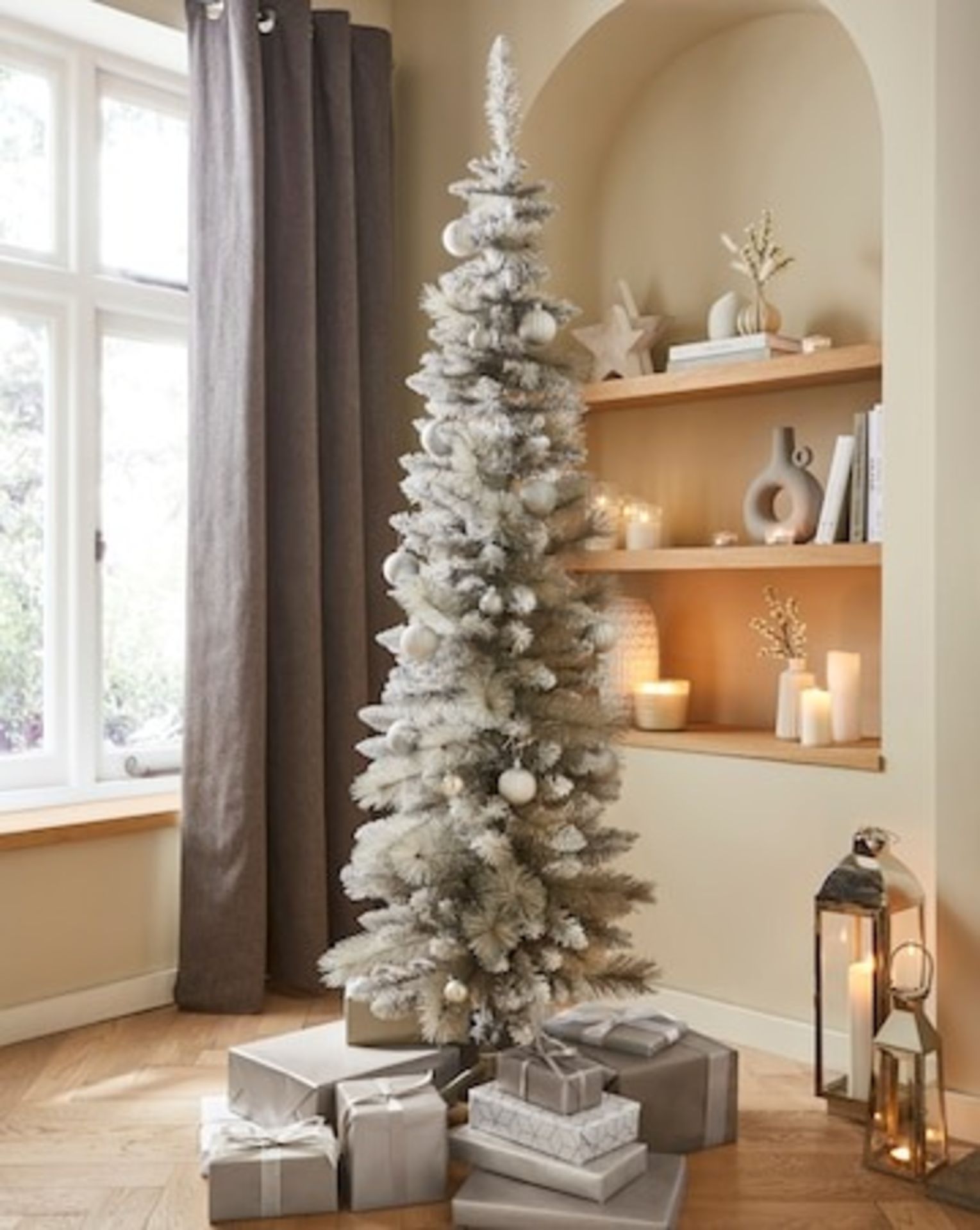 6 ft. Grey Glitter Tipped Slim Christmas Tree (LOCATION H/S 2.7.1)