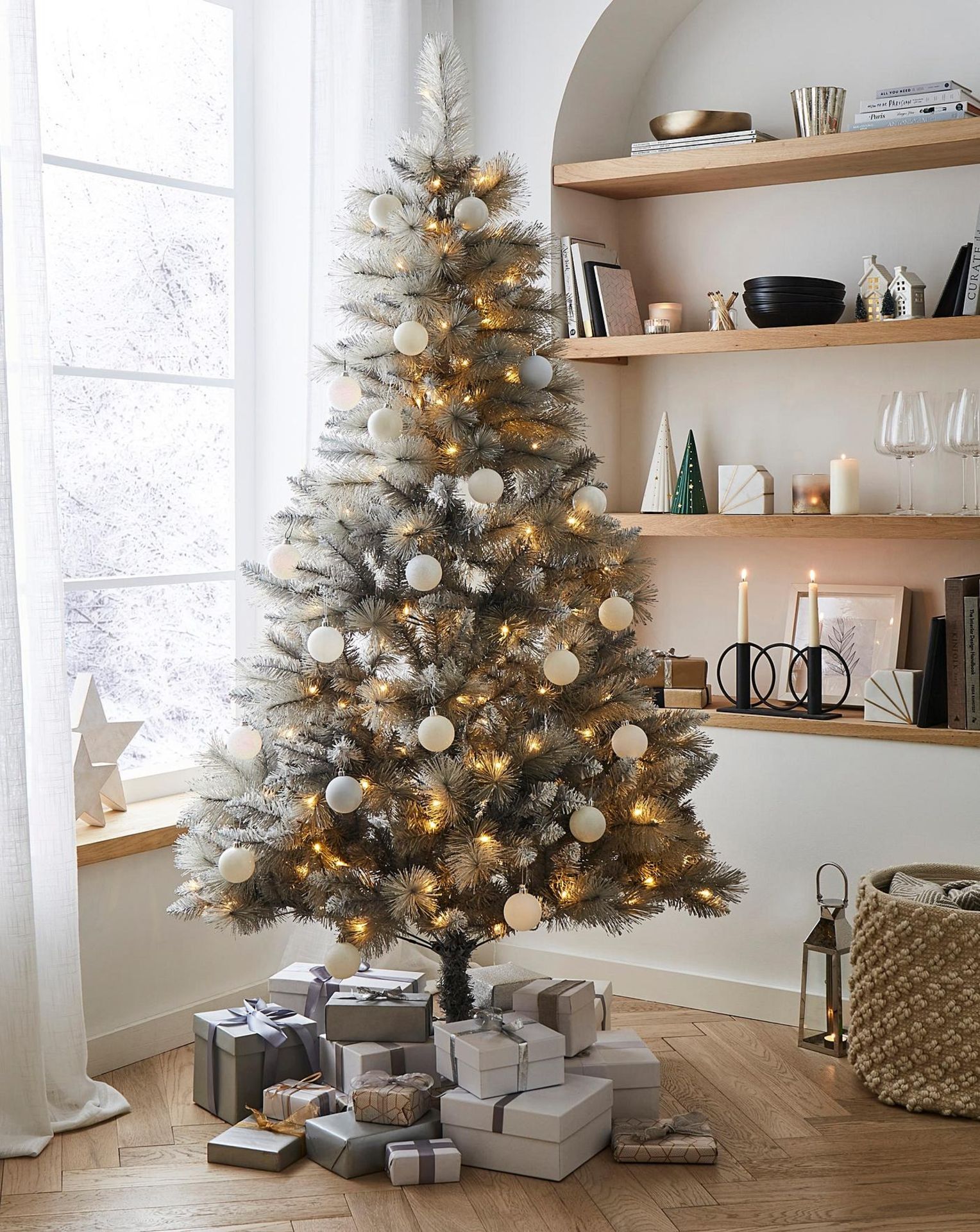 6ft Pre-Lit Grey Glitter Christmas Tree (LOCATION H/S 2.7.1)