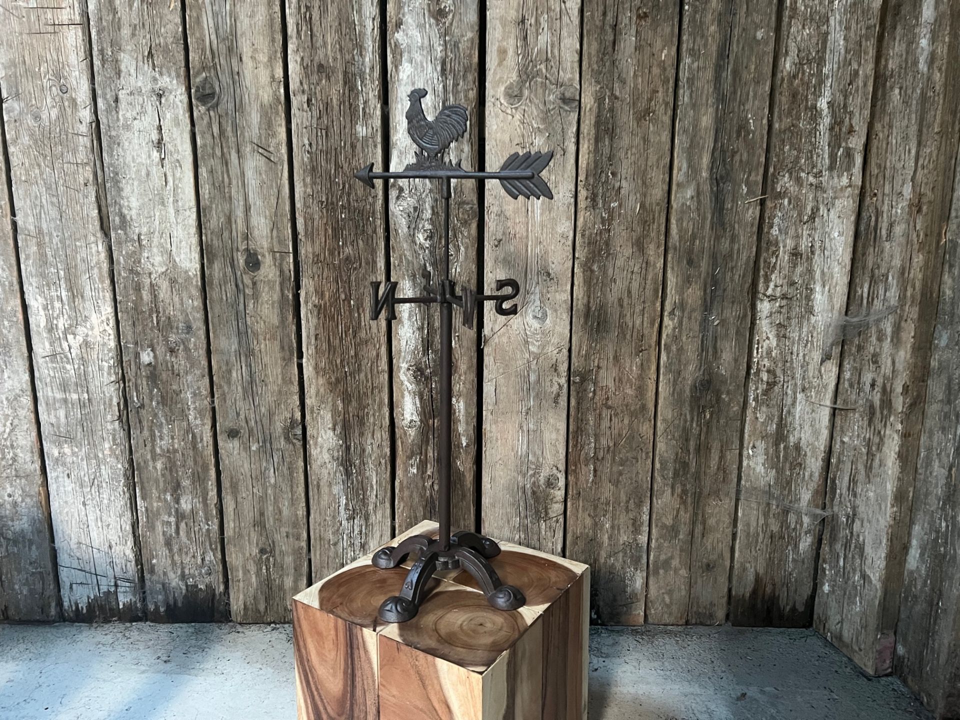 CAST IRON OUTDOOR WEATHER VANE ON STAND - Image 2 of 4