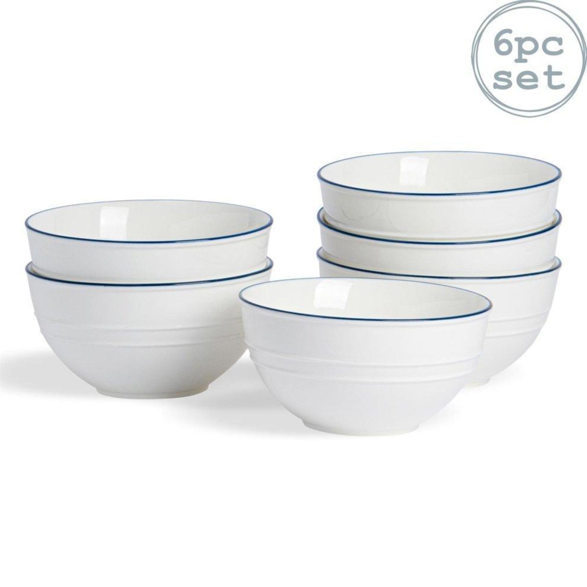 White Farmhouse Cereal Bowls 15cm Pack of 6 (ER44)