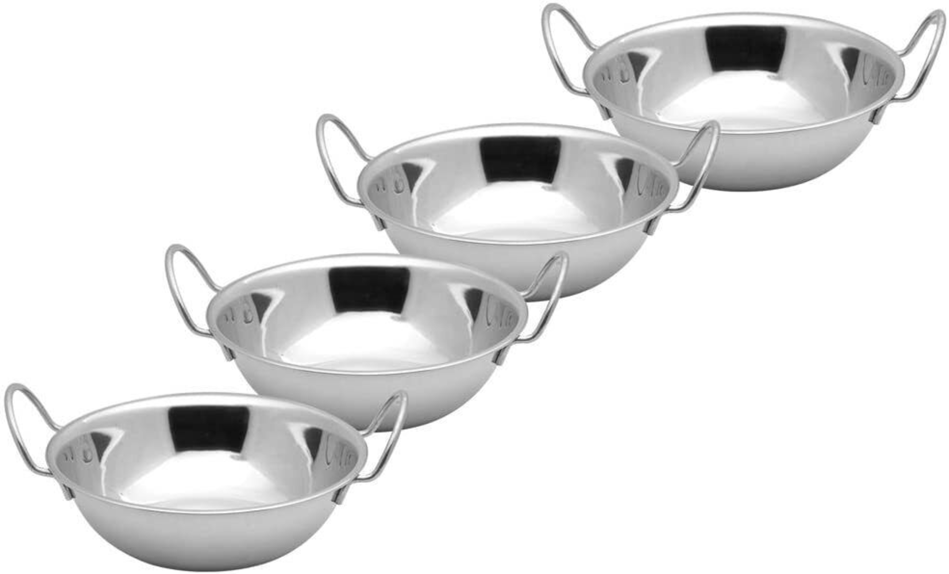 Set Of 4 17cm Balti Dish Karahi Metal Curry Serving (ER44)