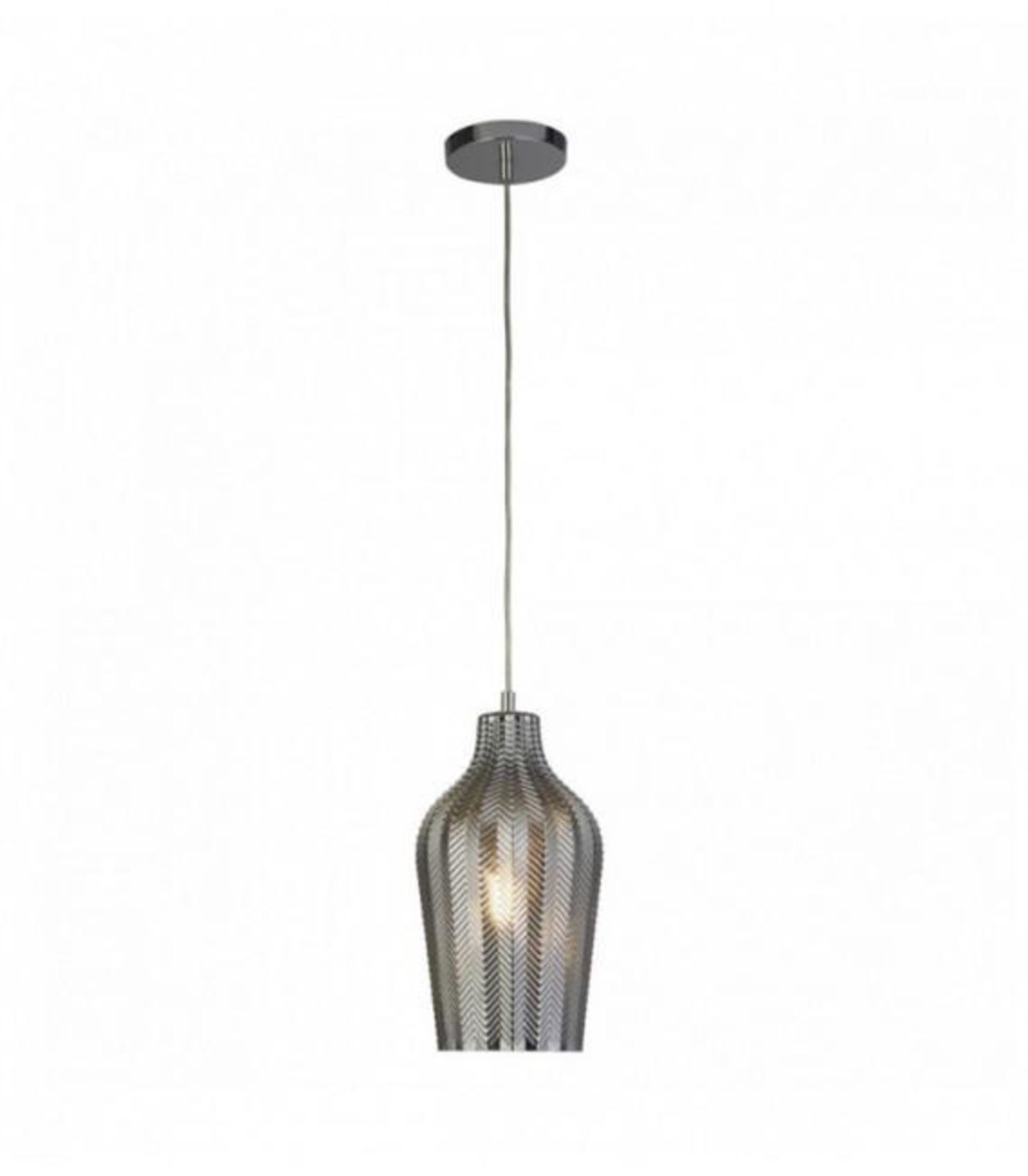 Netlighting 1 Light Pendant with Smoked Ribbed Glass - Chome (ER44)