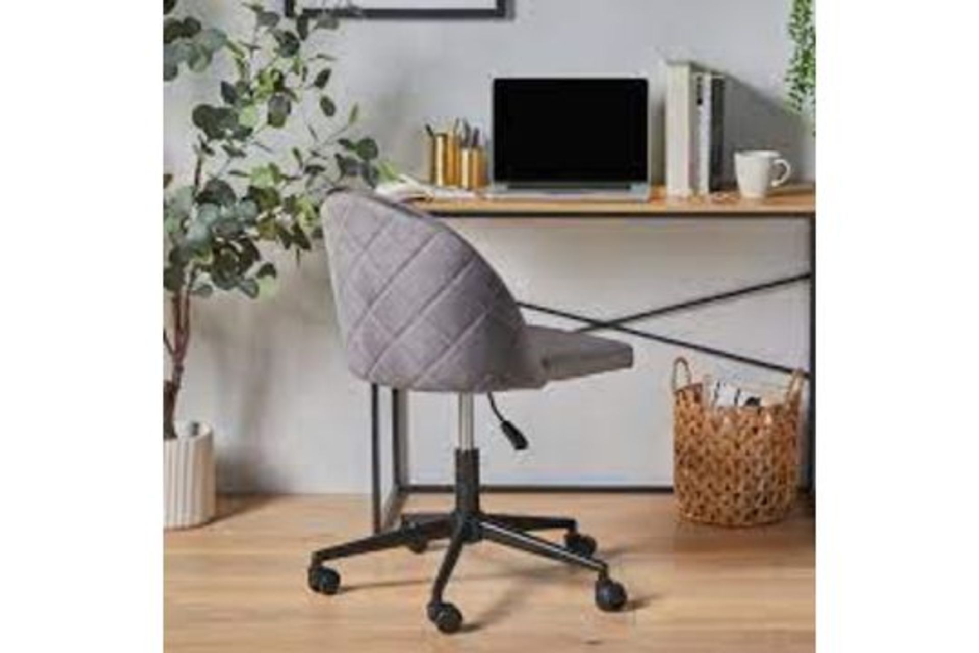 Brand New Grey Velvet Office Chair (3000315), Velvet Office ChairMake working from home a stylish,