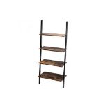 Multipurpose 4-Tier Industrial Leaning Wall Bookcase With Metal Frame. - PW. This 4-tier ladder