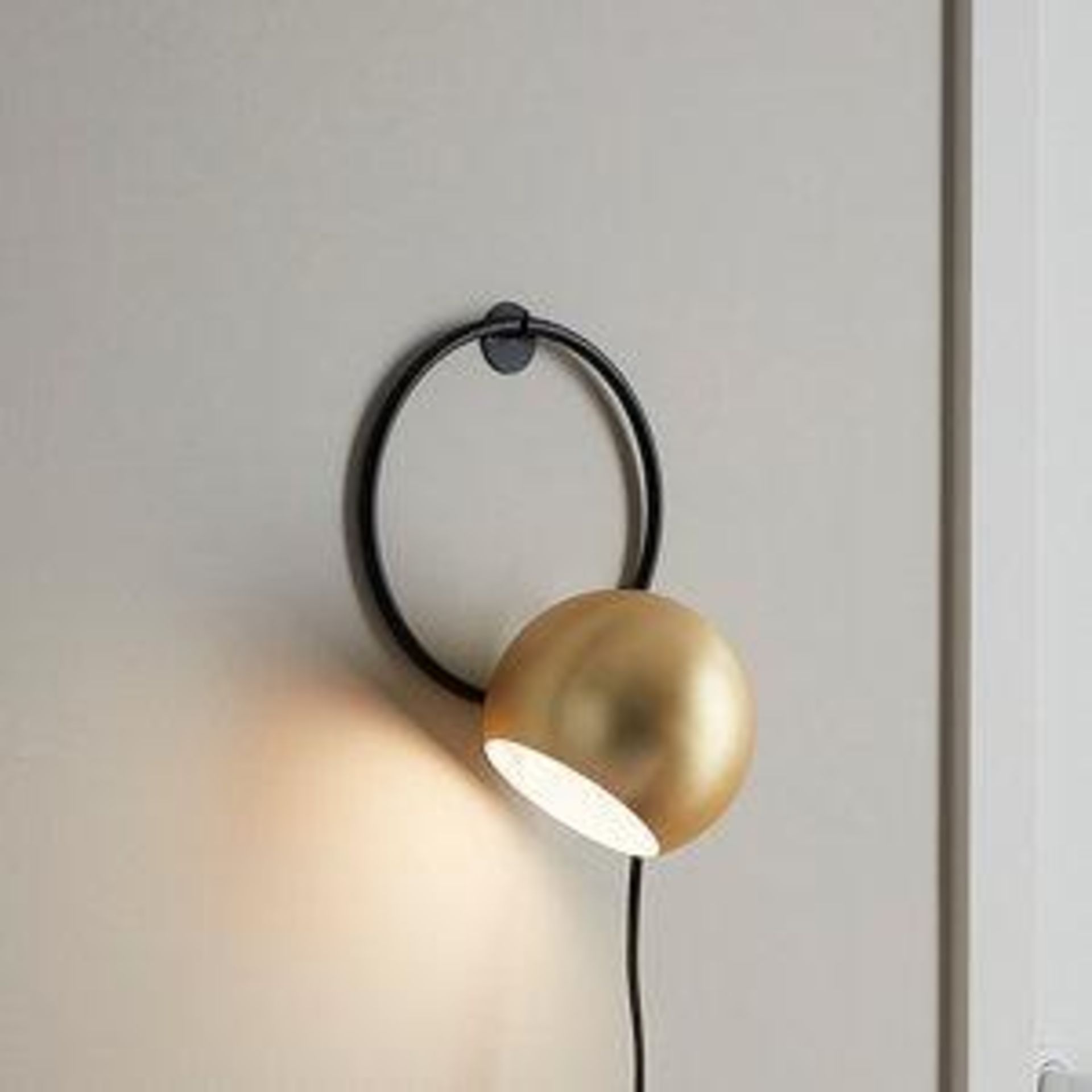 GoodHome Toroba Black Gold Effect Plug-in Wall Light - ER40