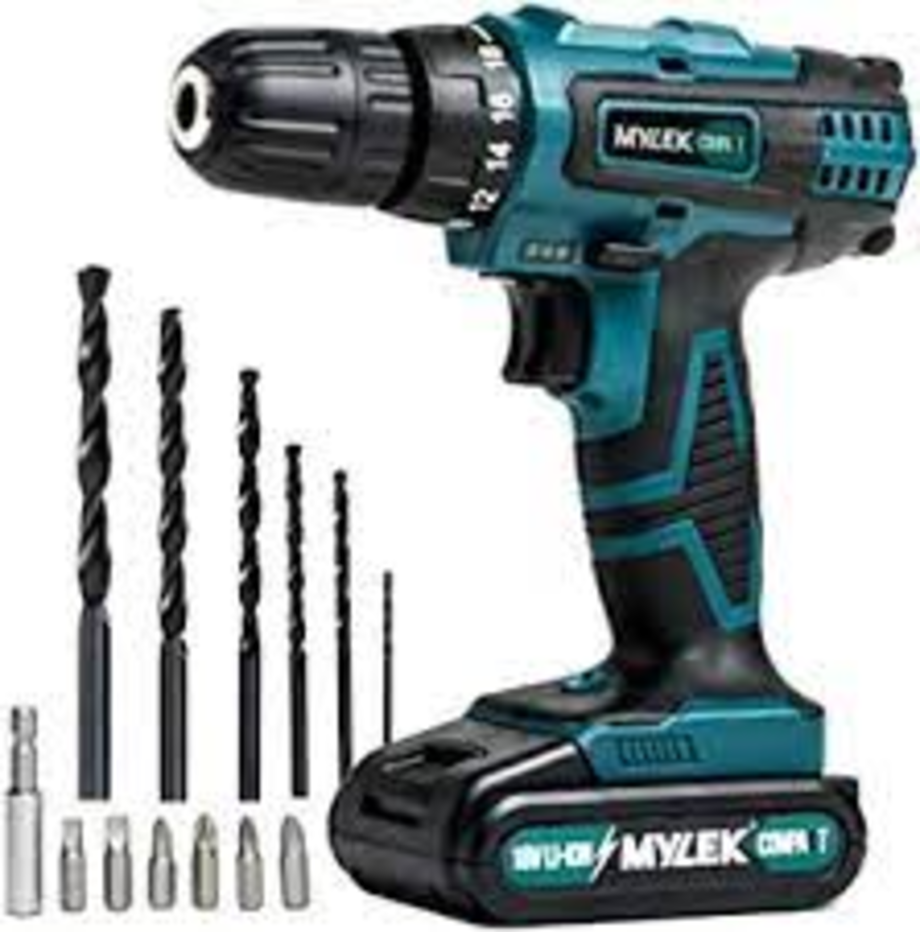 MYLEK 18V Cordless Drill Driver With Two Li-ion Batteries - ER44