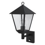 GoodHome Docker Fixed Matt Black Pir Motion Sensor Outdoor Lantern Wall Light 25W - ER45