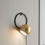 GoodHome Toroba Black Gold Effect Plug-in Wall Light - ER40