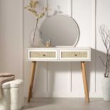 Frances Woven Rattan Dressing Table with Mirror, White. - ER29. RRP £219.99. Natural materials meets