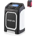 DigiFunk Work Site Radio, USB Rechargeable, DAB+, DAB, FM, Bluetooth, AUX Input, IP54 Waterproof -