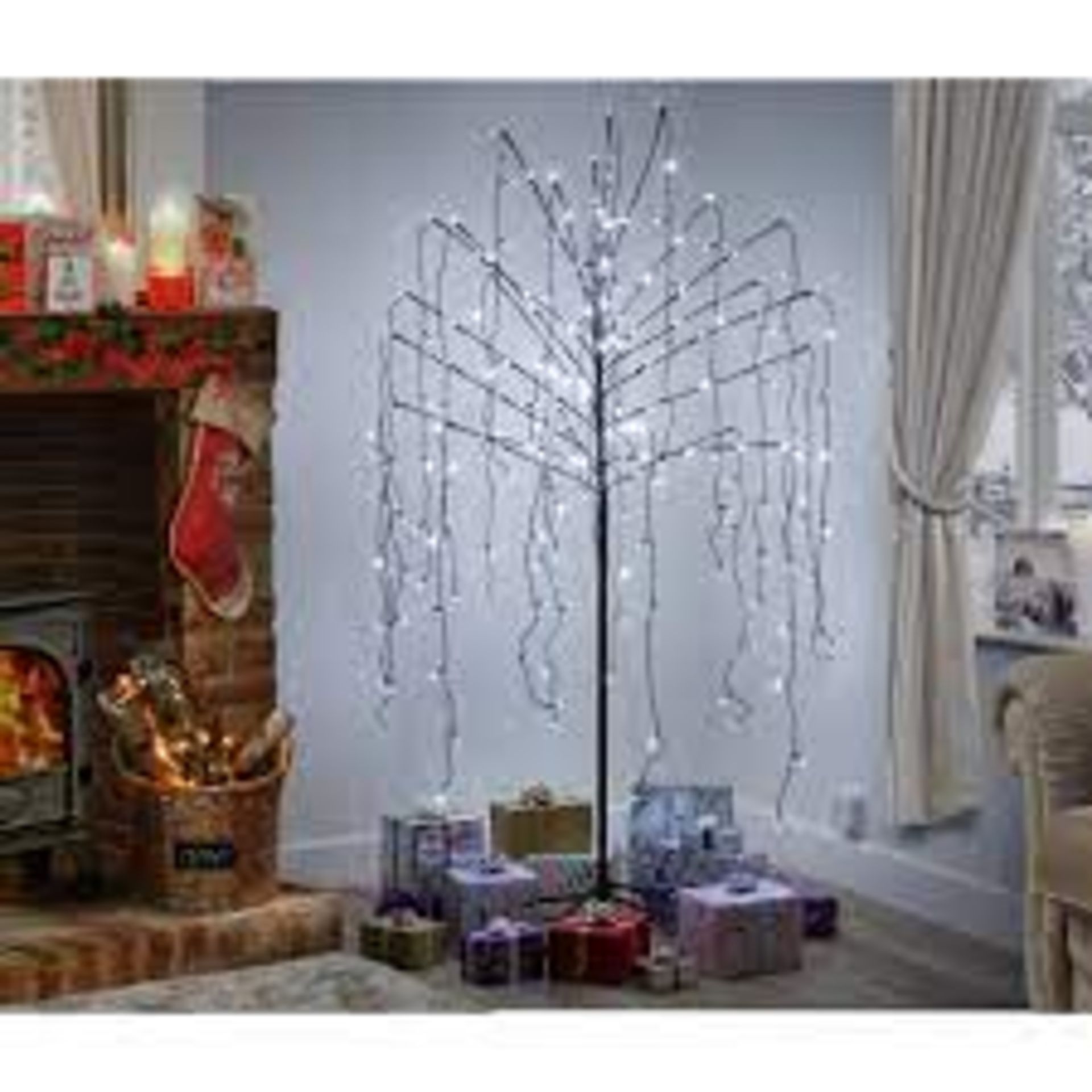 (5ft, Ice White) Weeping Willow Tree Warm/Ice LED's In/Outdoor Tree - ER47. & Details Summary LED'