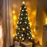 2ft â€“ 6ft Fibre Optic Green Christmas Tree with Warm White Fibre Optics, LED Lights and Stars, 6FT