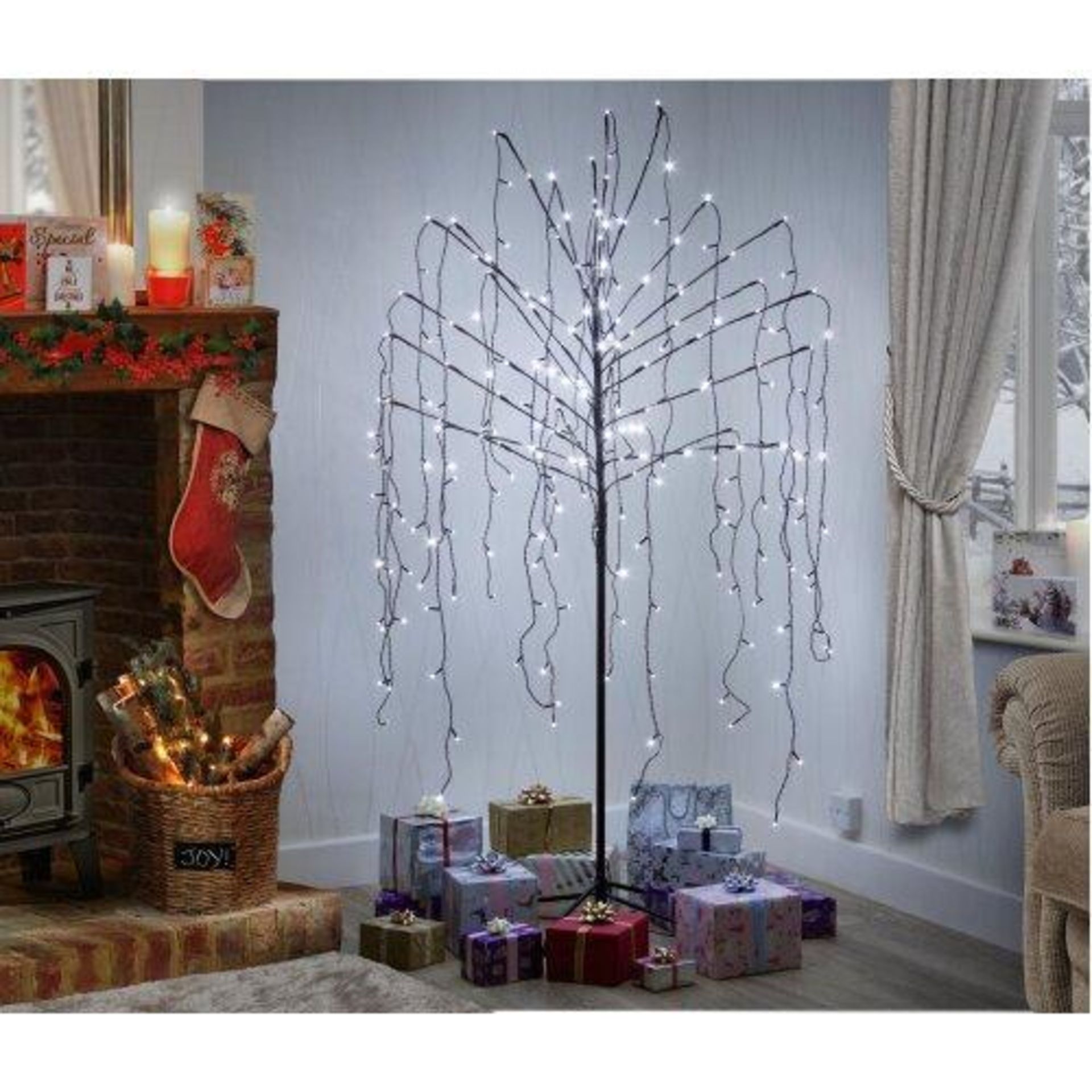 Snow Time 4ft, Ice White) Weeping Willow Tree Warm/Ice LED's In/Outdoor Tree - ER47. LED's last up