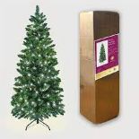 Shatchi Slim Pre Lit Christmas Tree Pencil Green Artificial Bushy Pine XMAS Decor 7FT UK - ER46. &