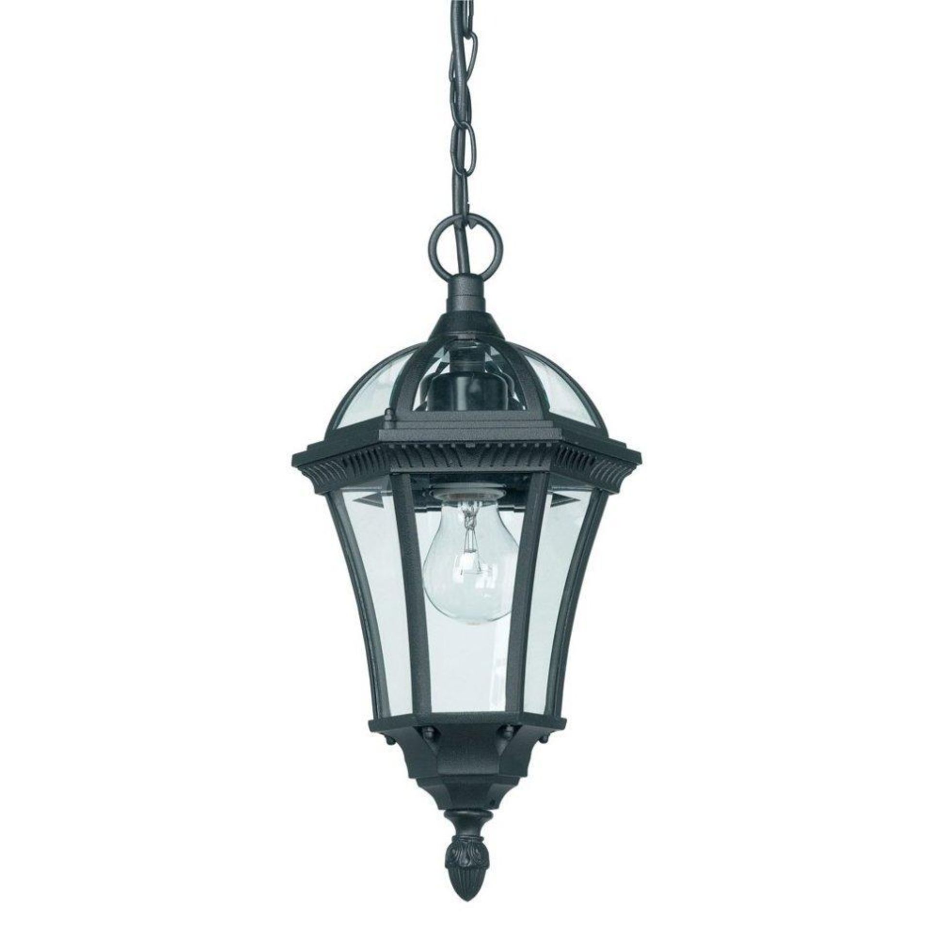 Black Exterior Hanging Porch Lantern Pendant Light - ER47. Chromate-treated black cast aluminium