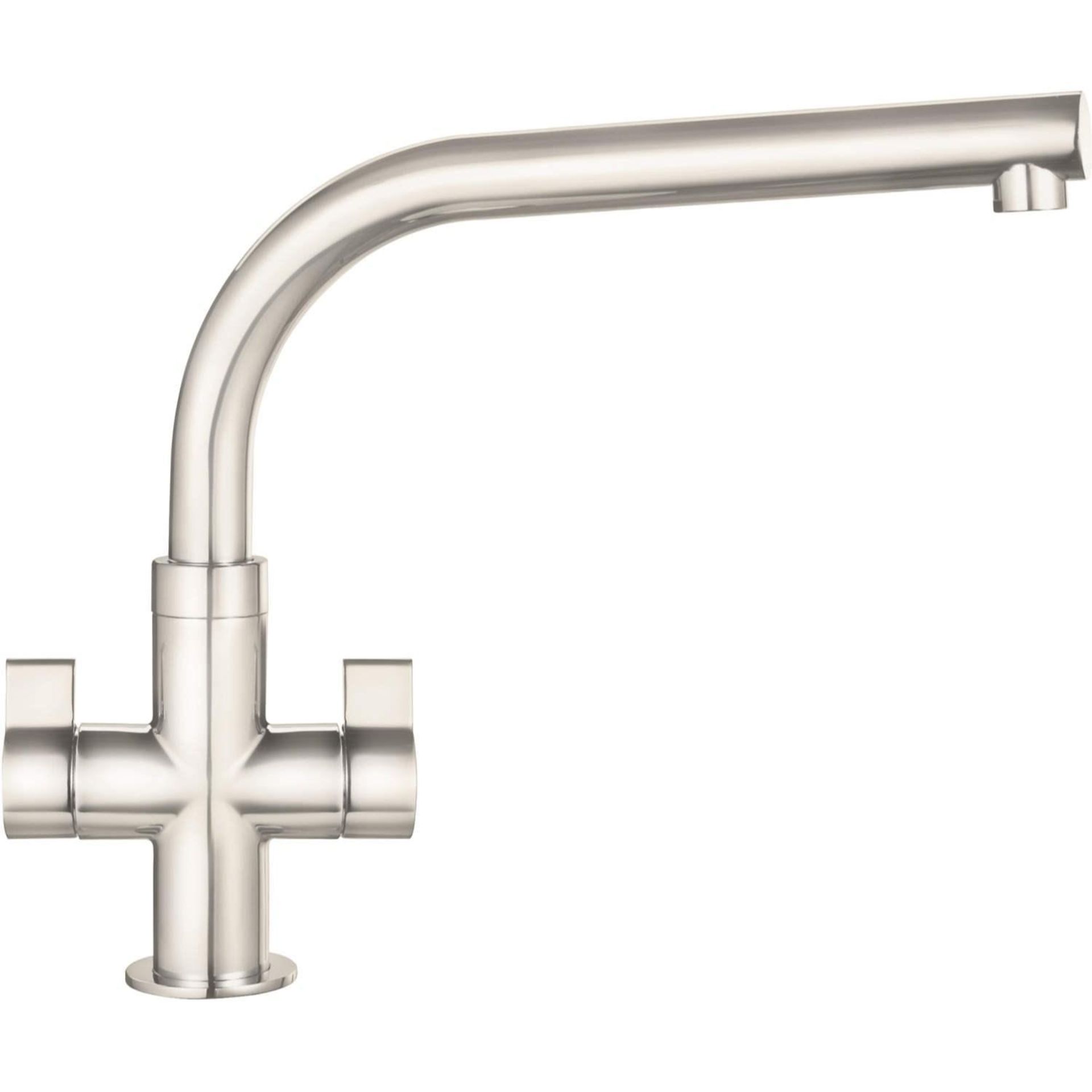 Franke Sion Stainless Steel Effect Kitchen Twin Lever Tap - ER49. Franke Sion Stainless Steel Effect