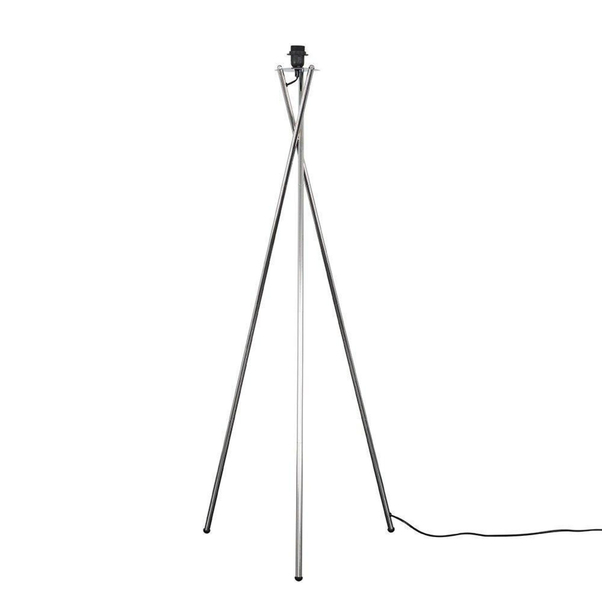 Camden Tripod Silver Floor Lamp Base - ER47. Tripod floor lamp base in a polished chrome metal