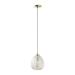 Aurelian Modern Vintage Antique Brass and Black Electric Pendant with Domed Textured Glass Shade -