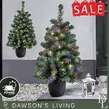 Mini Doorstep LED Christmas Tree 3ft (90cm) Pre-lit 60 Warm White Or Multicolour - ER46.