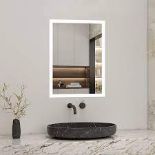 AICA Bathroom 700x500mm Modern Rectangle Bathroom Mirror with LED Lights and Demister Pad Wall