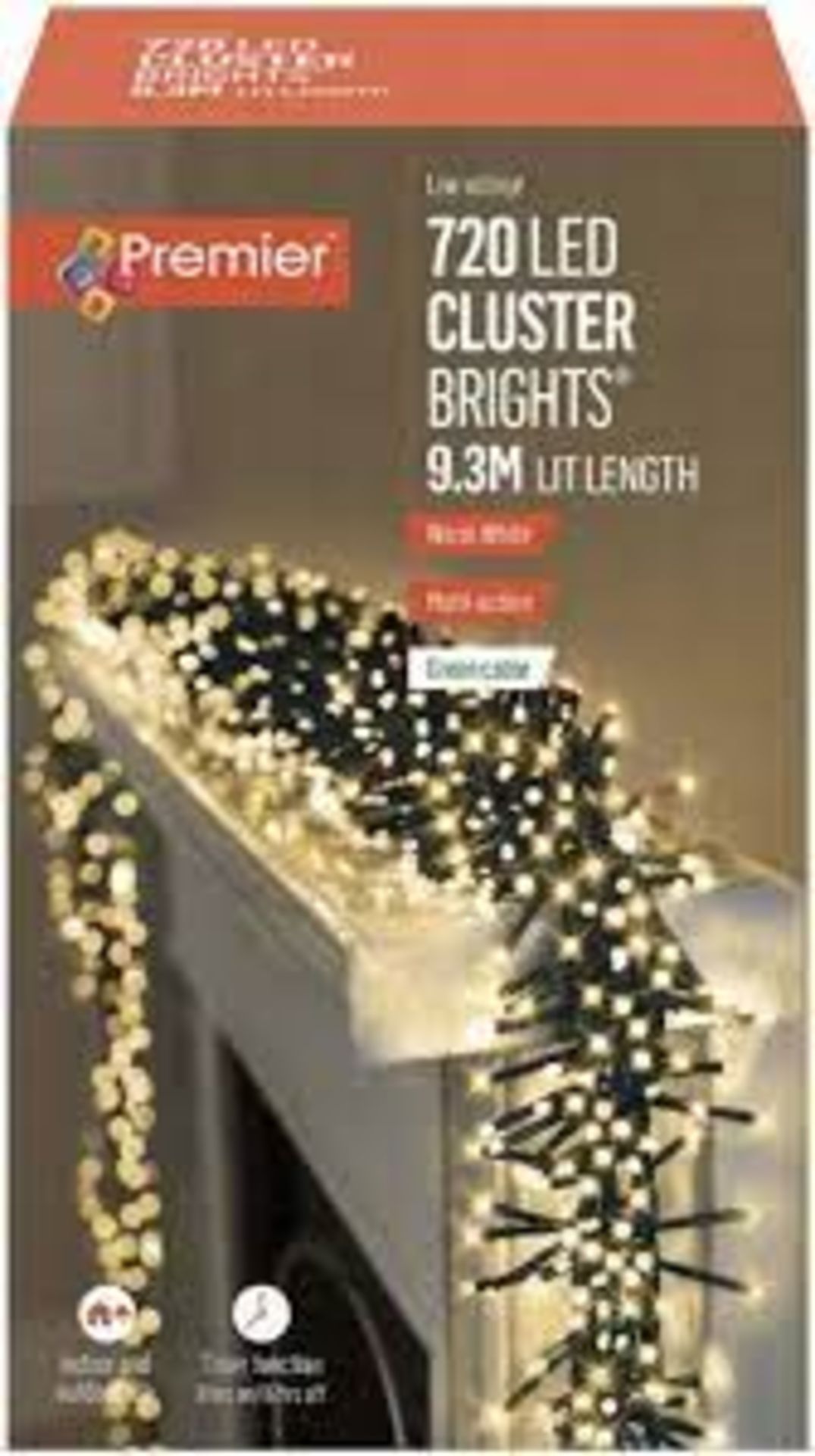 Premier Decorations 720 Multi Action LED Clusters Timer Warm White - ER47. This set of